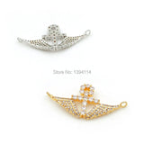Micro Pave Clear CZ Wings & Cross Charm for DIY Necklaces