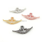 Micro Pave Clear CZ Wings & Cross Charm for DIY Necklaces