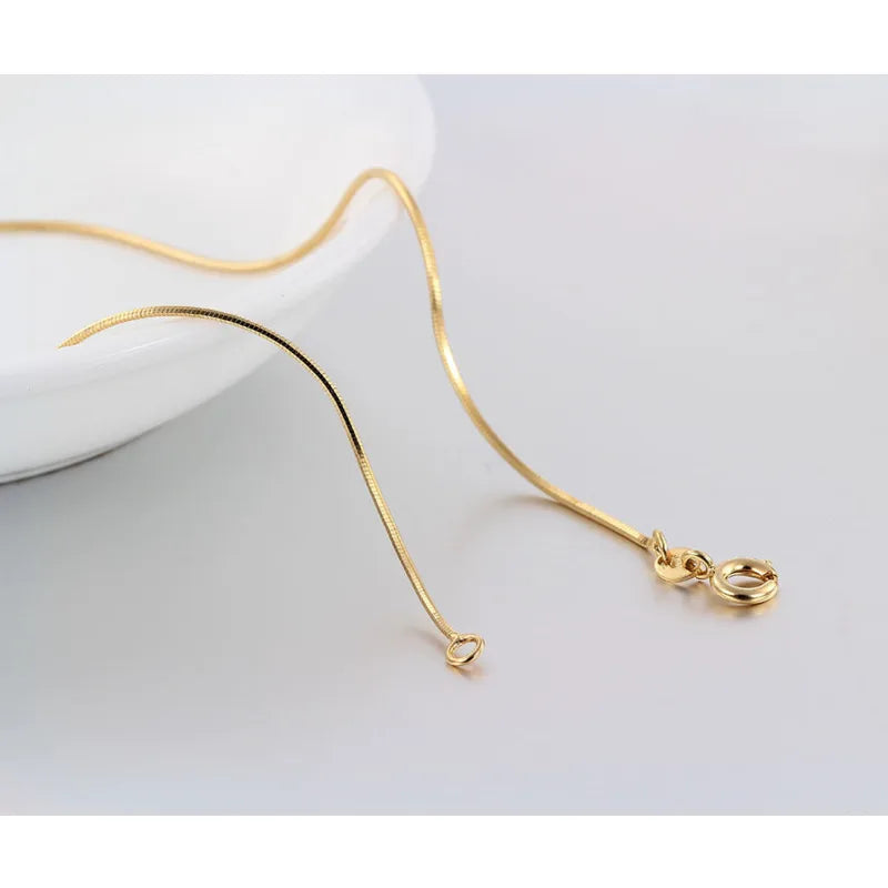 Brass Thin Snake Chain Short Choker Necklace for Women Girls