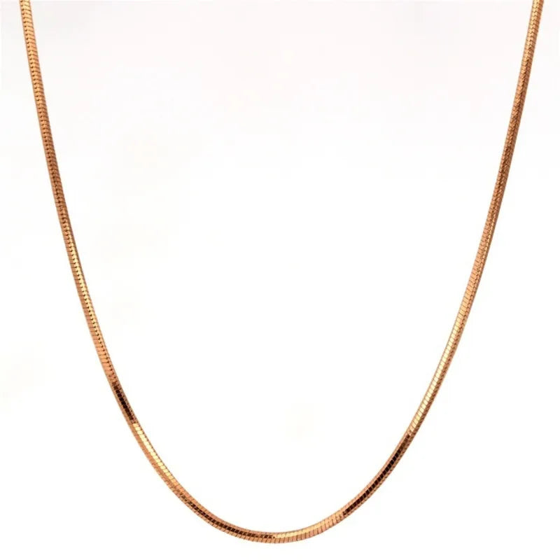 Brass Thin Snake Chain Short Choker Necklace for Women Girls