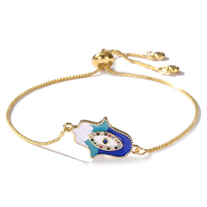 Evil Eye Charm Bracelet with CZ Zircon Stone for Women