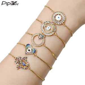 Evil Eye Charm Bracelet with CZ Zircon Stone for Women