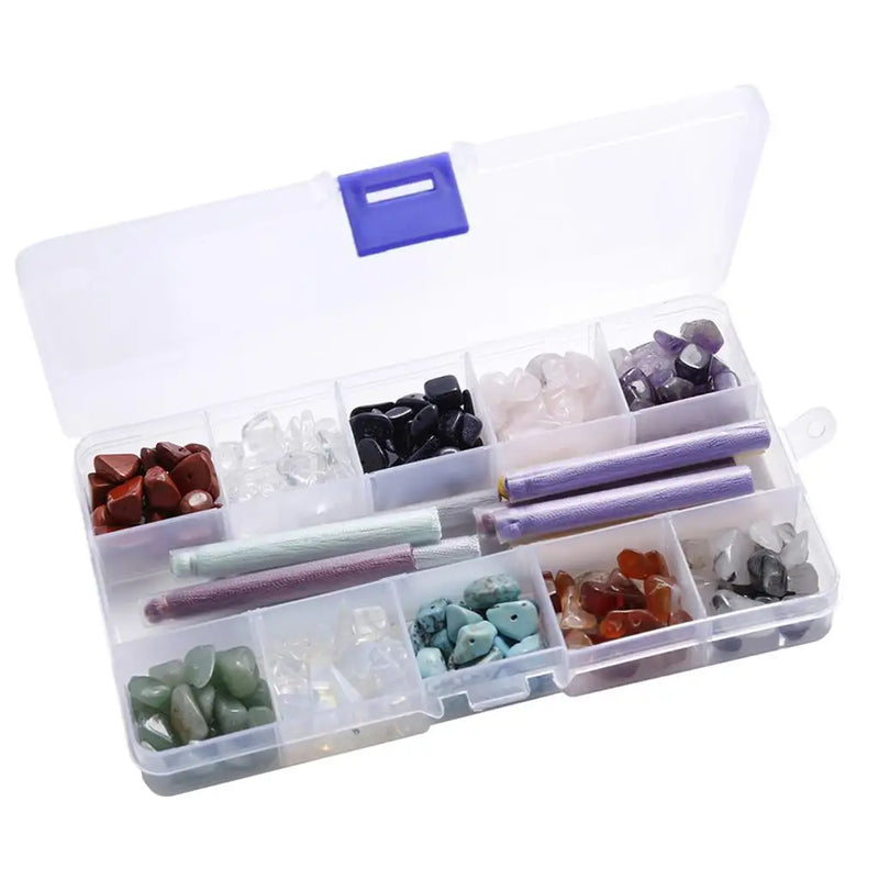 Natural Stone Beads Chips in Box Necklace Jewelry Making Supplies Kit