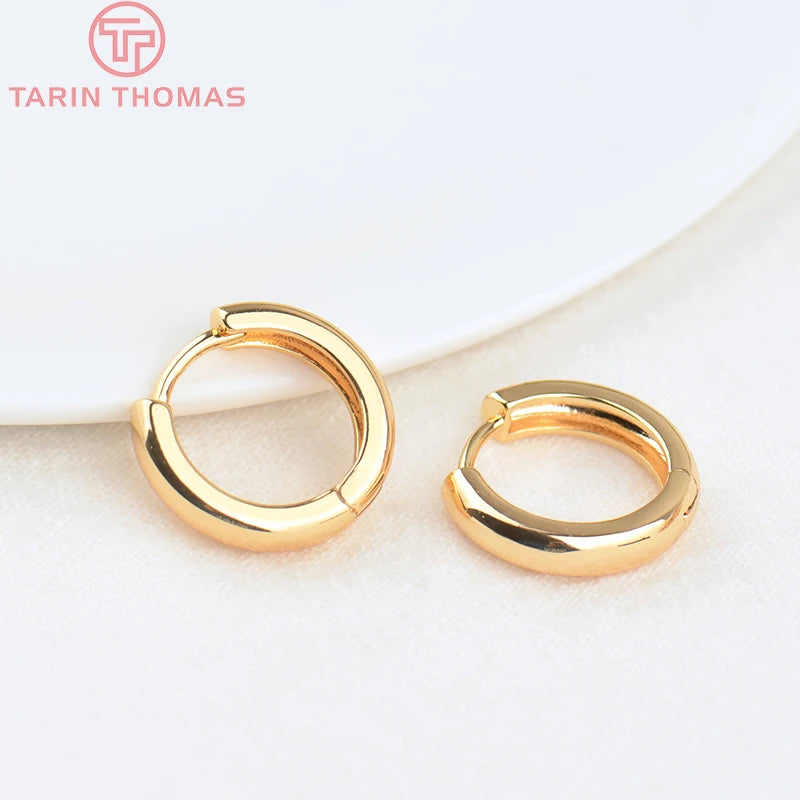 6PCS 16MM Brass Round Earring Hoop Clasp DIY Jewelry Findings