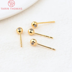 10PCS 4x15MM 24K Brass Rubber Stud Earrings Pins Jewelry Findings