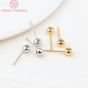 10PCS 4x15MM 24K Brass Rubber Stud Earrings Pins Jewelry Findings