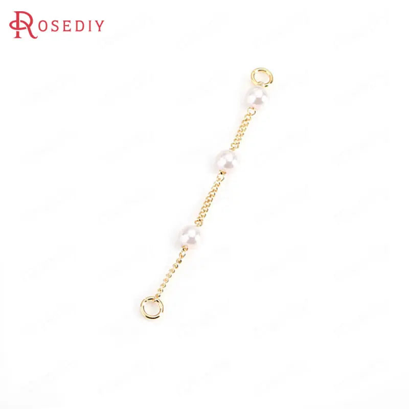 6PCS 4*51MM 24K Brass Pearls Tassel Chain Connect Chain High Jewelry Findings