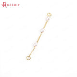 6PCS 4*51MM 24K Brass Pearls Tassel Chain Connect Chain High Jewelry Findings