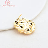 6PCS 18.5MM 23MM 24K Brass Round Stud Earrings DIY Jewelry Findings