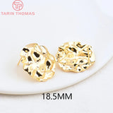 6PCS 18.5MM 23MM 24K Brass Round Stud Earrings DIY Jewelry Findings