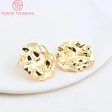 6PCS 18.5MM 23MM 24K Brass Round Stud Earrings DIY Jewelry Findings
