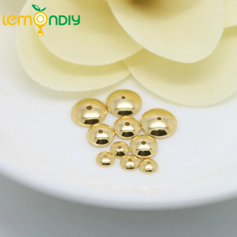 20PCS 4-12MM 24K Plated Brass Beads Caps DIY Jewelry Accessories