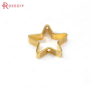 10PCS 17MM Brass Star Circle Charms Pendants DIY Jewelry Findings