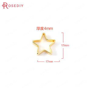 10PCS 17MM Brass Star Circle Charms Pendants DIY Jewelry Findings