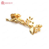 10PCS 35x15MM 24K Brass Flower Charms Pendants
