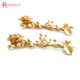 10PCS 35x15MM 24K Brass Flower Charms Pendants