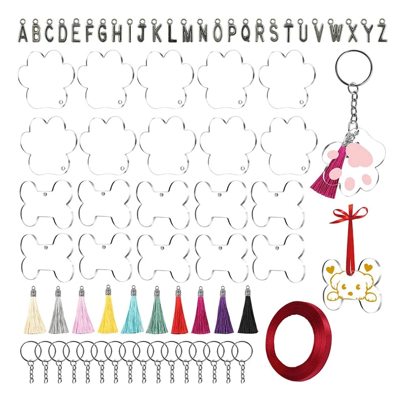 34PCS Acrylic Keychain Tassels Kit for DIY Crafts