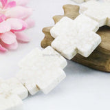 34mm Hot Cross Turkey Stone Loose Beads DIY Howlite Ornaments 15inch