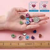 34pcs Enamel Slider Charms Large Hole Beads Platinum Mixed