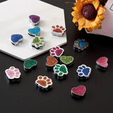 34pcs Enamel Slider Charms Large Hole Beads Platinum Mixed