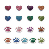 34pcs Enamel Slider Charms Large Hole Beads Platinum Mixed