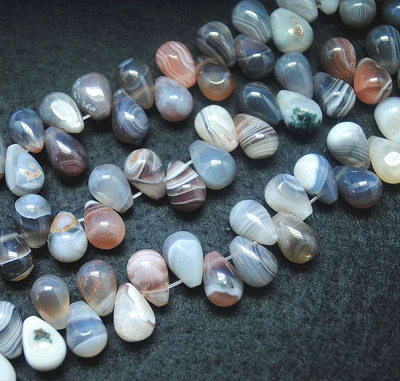 34pcs Brazilian Agate Teardrop Beads 8x12mm for Bracelets Making