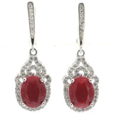 Real Red Ruby Tanzanite CZ Wedding Earrings