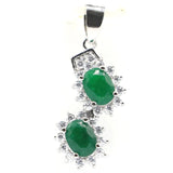 Lovely Red Ruby Green Emerald Sapphire CZ 925 Silver Pendant