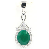 Lovely Red Ruby Green Emerald Sapphire CZ 925 Silver Pendant