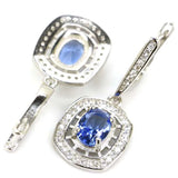 Real Green Emerald Created Tanzanite Sterling Silver Earrings