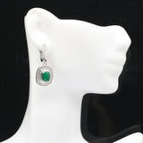 Real Green Emerald Created Tanzanite Sterling Silver Earrings