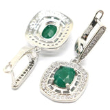 Real Green Emerald Created Tanzanite Sterling Silver Earrings