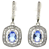 Real Green Emerald Created Tanzanite Sterling Silver Earrings