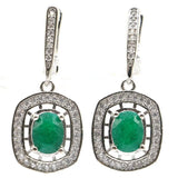 Real Green Emerald Created Tanzanite Sterling Silver Earrings