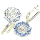 Flower Shape Ruby Sapphire Tanzanite CZ Silver Earrings
