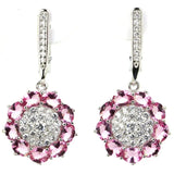 Flower Shape Ruby Sapphire Tanzanite CZ Silver Earrings