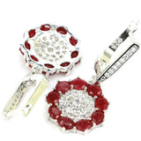 Flower Shape Ruby Sapphire Tanzanite CZ Silver Earrings