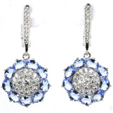 Flower Shape Ruby Sapphire Tanzanite CZ Silver Earrings