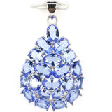 Violet Tanzanite Green Tsavorite Garnet Pink Tourmaline 925 Silver Pendant