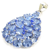 Violet Tanzanite Green Tsavorite Garnet Pink Tourmaline 925 Silver Pendant