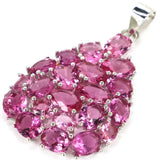 Violet Tanzanite Green Tsavorite Garnet Pink Tourmaline 925 Silver Pendant