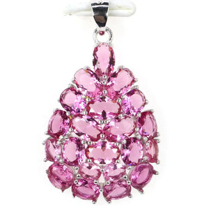 Violet Tanzanite Green Tsavorite Garnet Pink Tourmaline 925 Silver Pendant