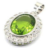 Green Peridot CZ 925 Silver Pendant for Ladies Engagement