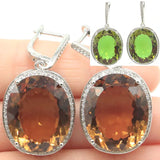 Big European Oval Zultanite CZ Silver Jewelry Set