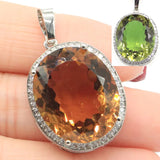 Big European Oval Zultanite CZ Silver Jewelry Set