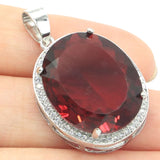 Raspberry Rhodolite Garnet Aquamarine CZ Silver Pendant