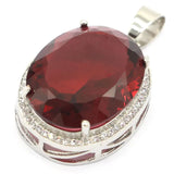 Raspberry Rhodolite Garnet Aquamarine CZ Silver Pendant