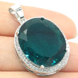 Raspberry Rhodolite Garnet Aquamarine CZ Silver Pendant
