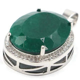 22x18mm Green Emerald CZ Silver Pendant for Woman's Engagement
