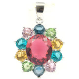 Green Tsavorite Garnet Kunzite Aquamarine Silver Pendant